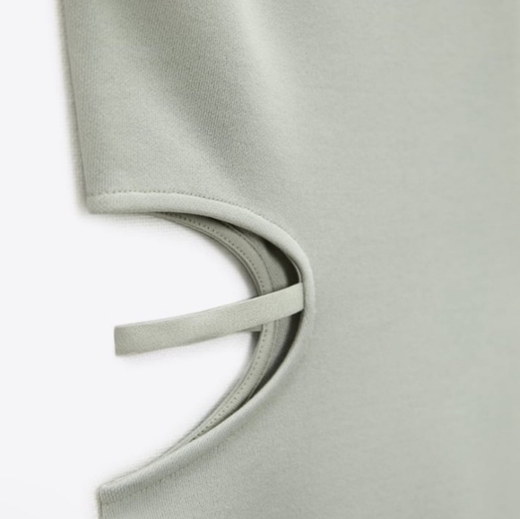 NWT Zara Pearl Gray Cut Out Waist Midi Dress, Size S - Picture 6 of 7